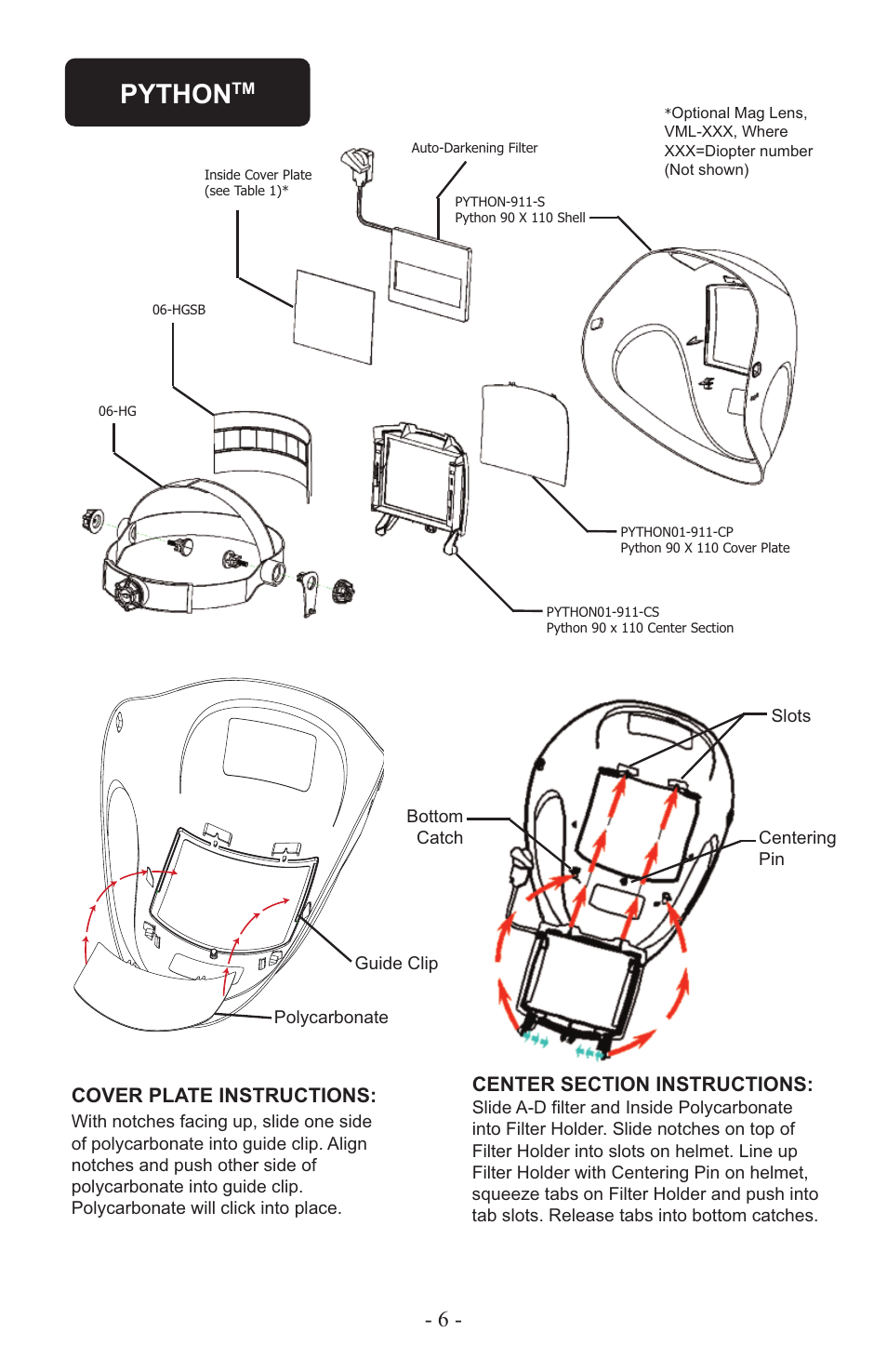 Python | ArcOne Auto-Darkening Filters (Vision Python & Carrera) Europe User Manual | Page 7 / 12