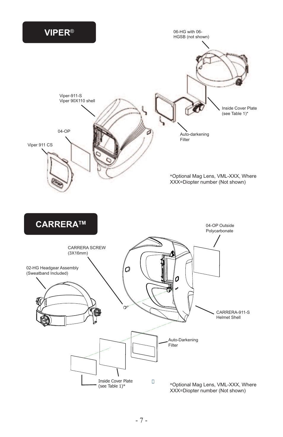 Viper, Carrera | ArcOne Auto-Darkening Filters (Vision Python & Carrera) Europe User Manual | Page 8 / 12