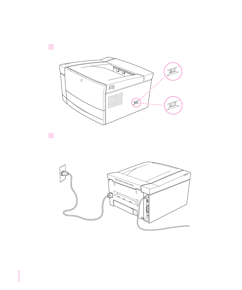Connecting the power and turning on the printer 24, Connecting the power and turning on the printer | Apple LaserWriter 12/640 PS User Manual | Page 49 / 403