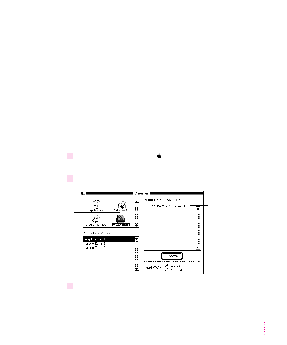 Step 2: choosing the printer 35, Step 2: choosing the printer | Apple LaserWriter 12/640 PS User Manual | Page 60 / 403