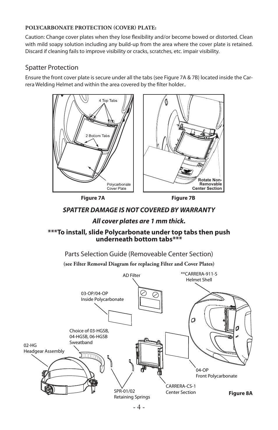 Spatter protection | ArcOne Carrera, Europe User Manual | Page 5 / 12