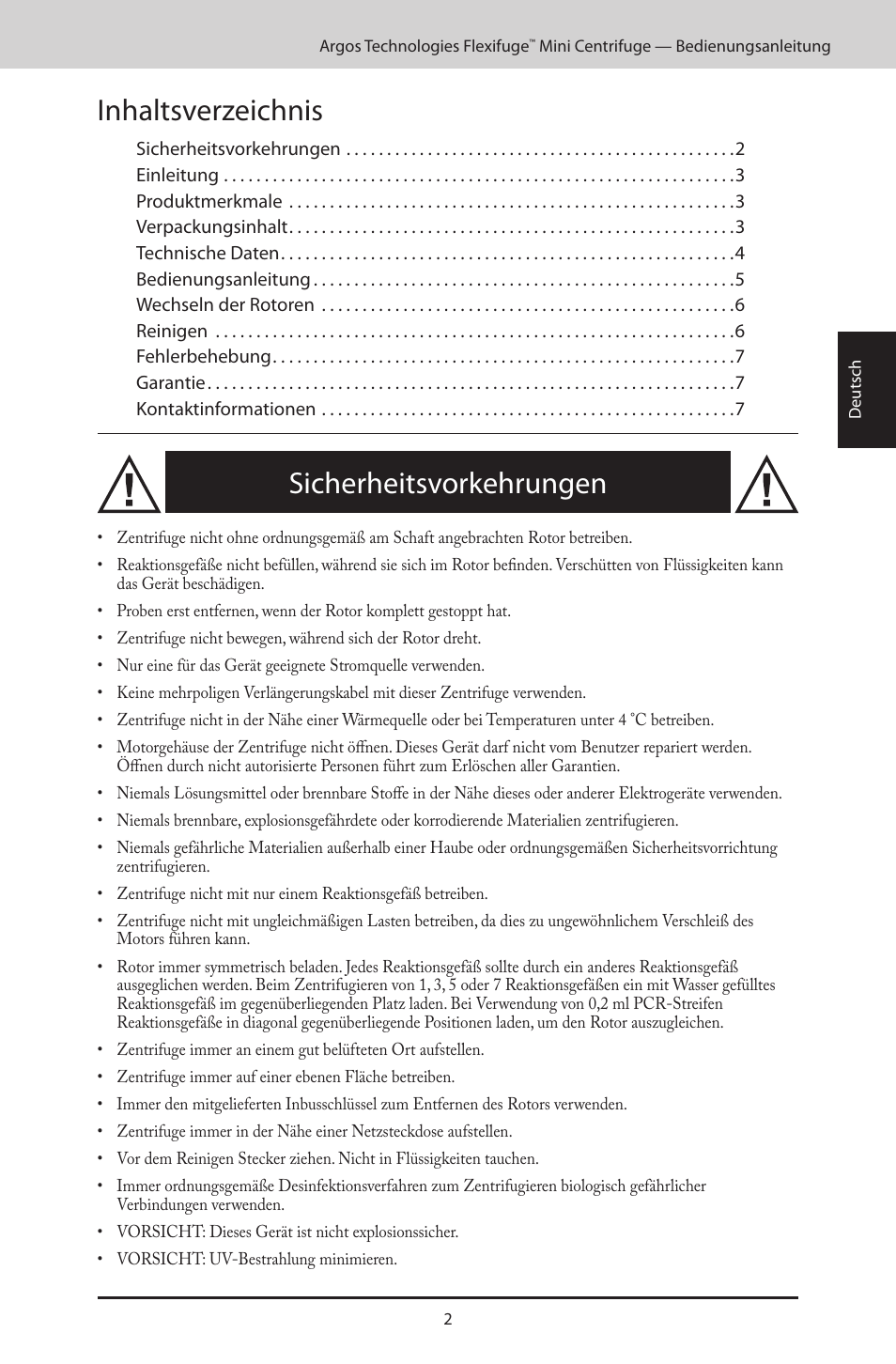 Argos FlexiFuge Mini-Centrifuge User Manual | Page 15 / 28