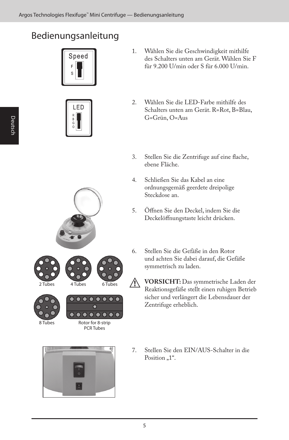 Bedienungsanleitung | Argos FlexiFuge Mini-Centrifuge User Manual | Page 18 / 28