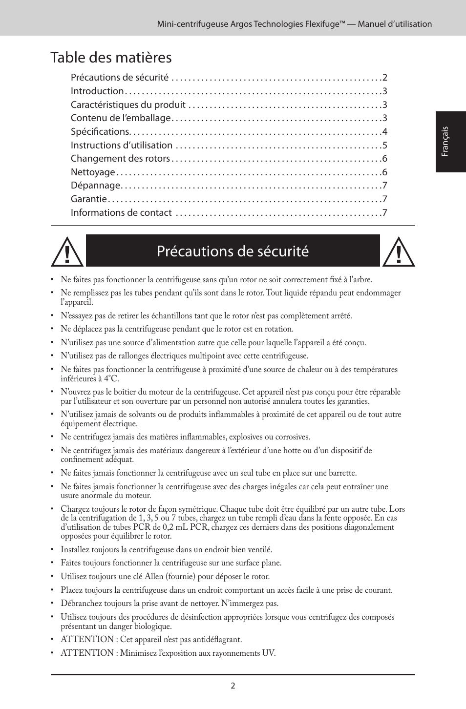 Argos FlexiFuge Mini-Centrifuge User Manual | Page 9 / 28