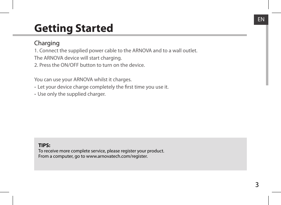 Getting started | ARNOVA 97 G4 User Manual | Page 3 / 114