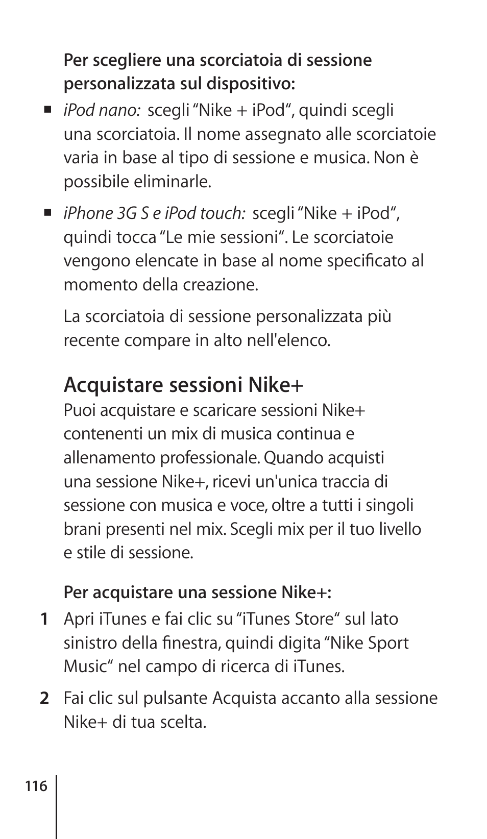 Acquistare sessioni nike | Apple Nike + iPod Sensor User Manual | Page 116 / 132