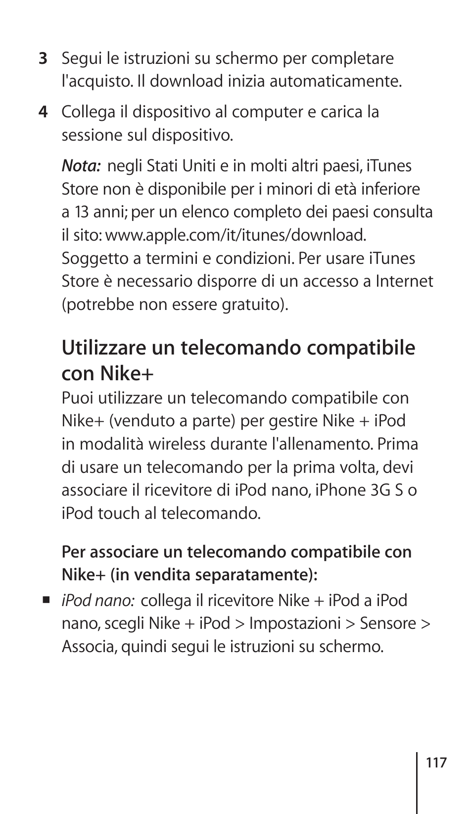 Utilizzare un telecomando compatibile con nike | Apple Nike + iPod Sensor User Manual | Page 117 / 132