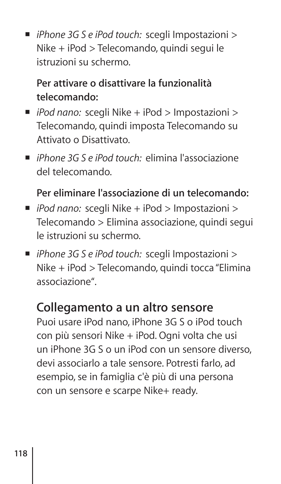 Collegamento a un altro sensore | Apple Nike + iPod Sensor User Manual | Page 118 / 132