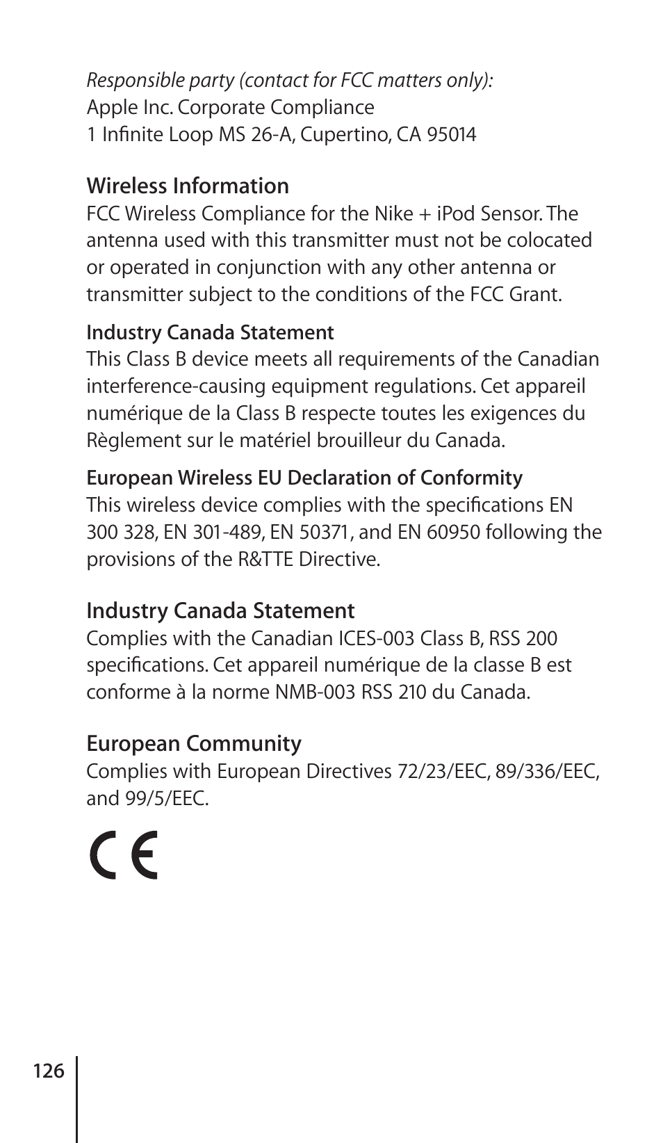 Apple Nike + iPod Sensor User Manual | Page 126 / 132