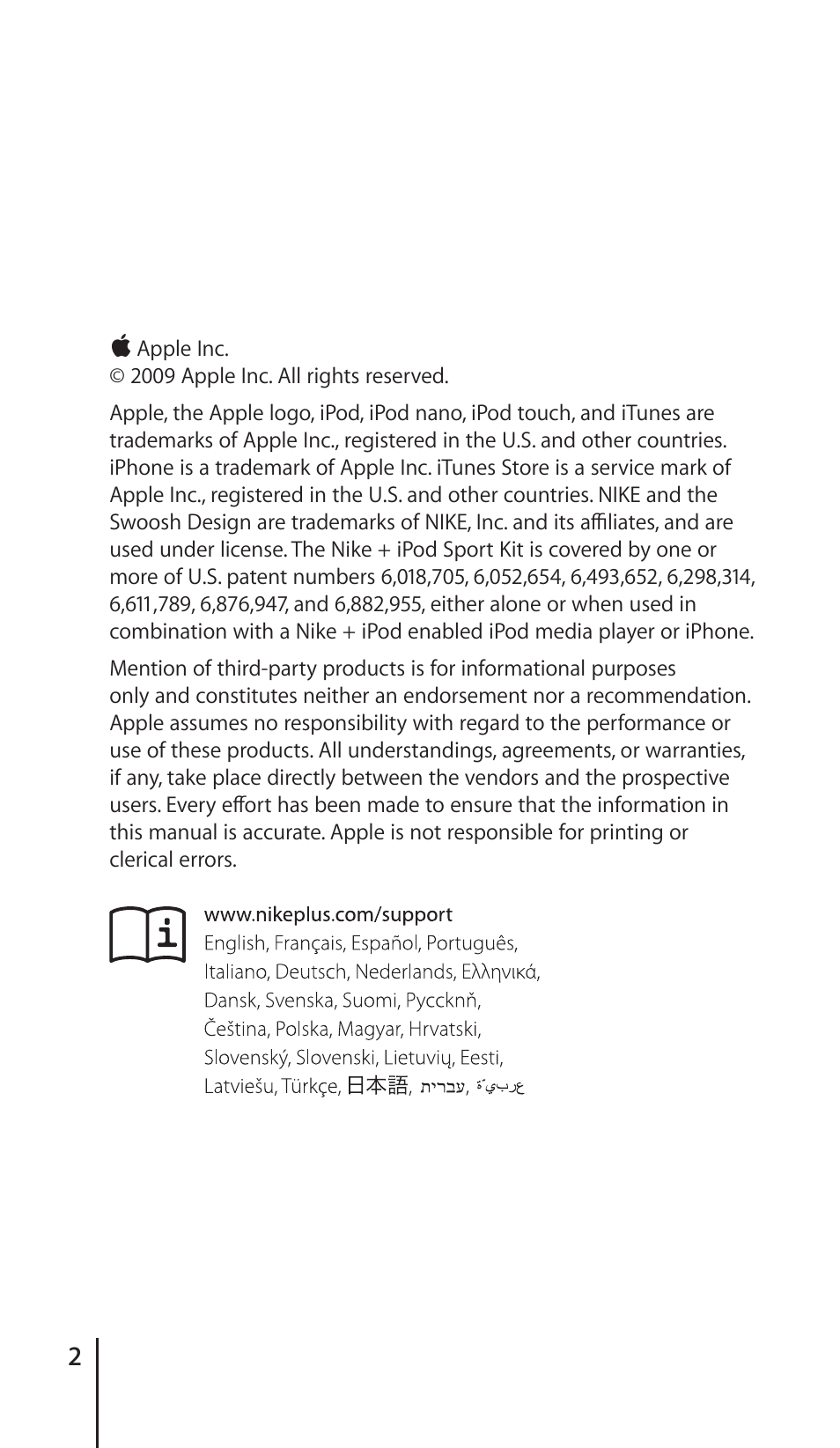 Apple Nike + iPod Sensor User Manual | Page 2 / 132