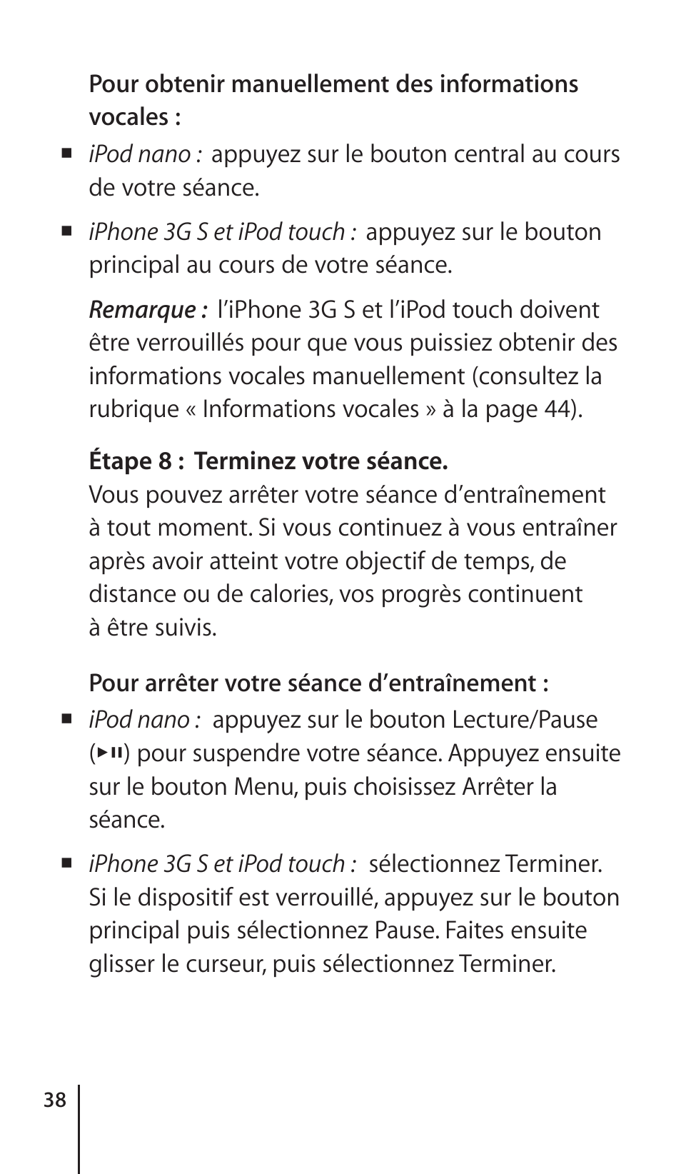 Using nike + ipod, Calibrating nike + ipod, Utilisation de nike + ipod | Étalonnage de nike + ipod | Apple Nike + iPod Sensor User Manual | Page 38 / 132