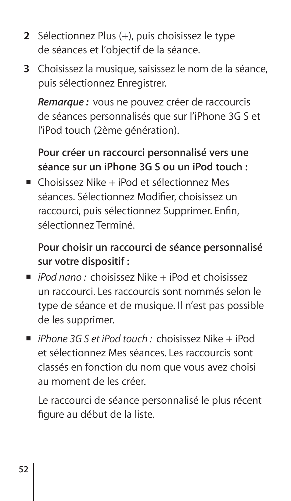 Putting the nike + ipod sensor to sleep, Mise en veille du capteur nike + ipod | Apple Nike + iPod Sensor User Manual | Page 52 / 132