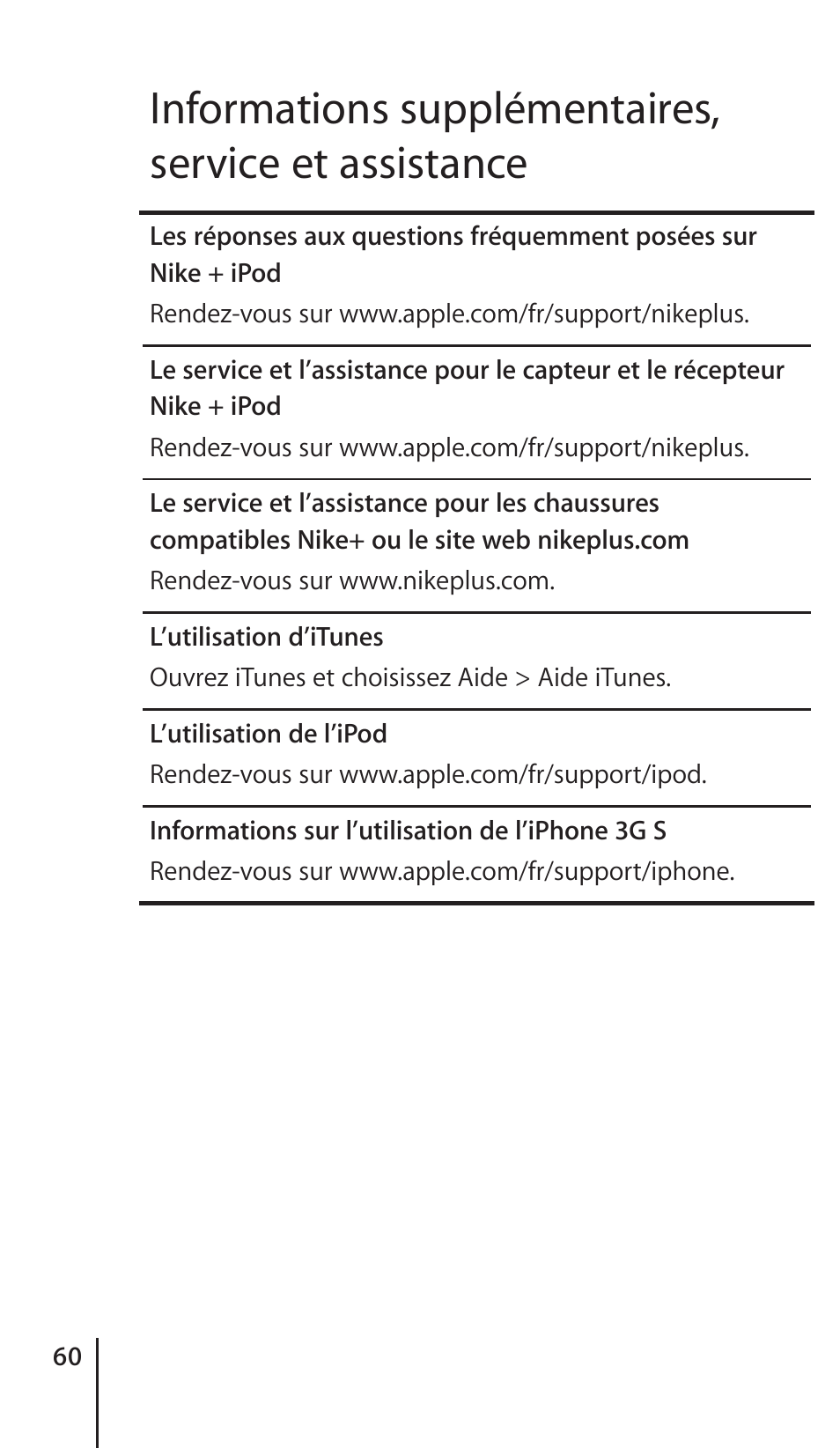 Apple Nike + iPod Sensor User Manual | Page 60 / 132