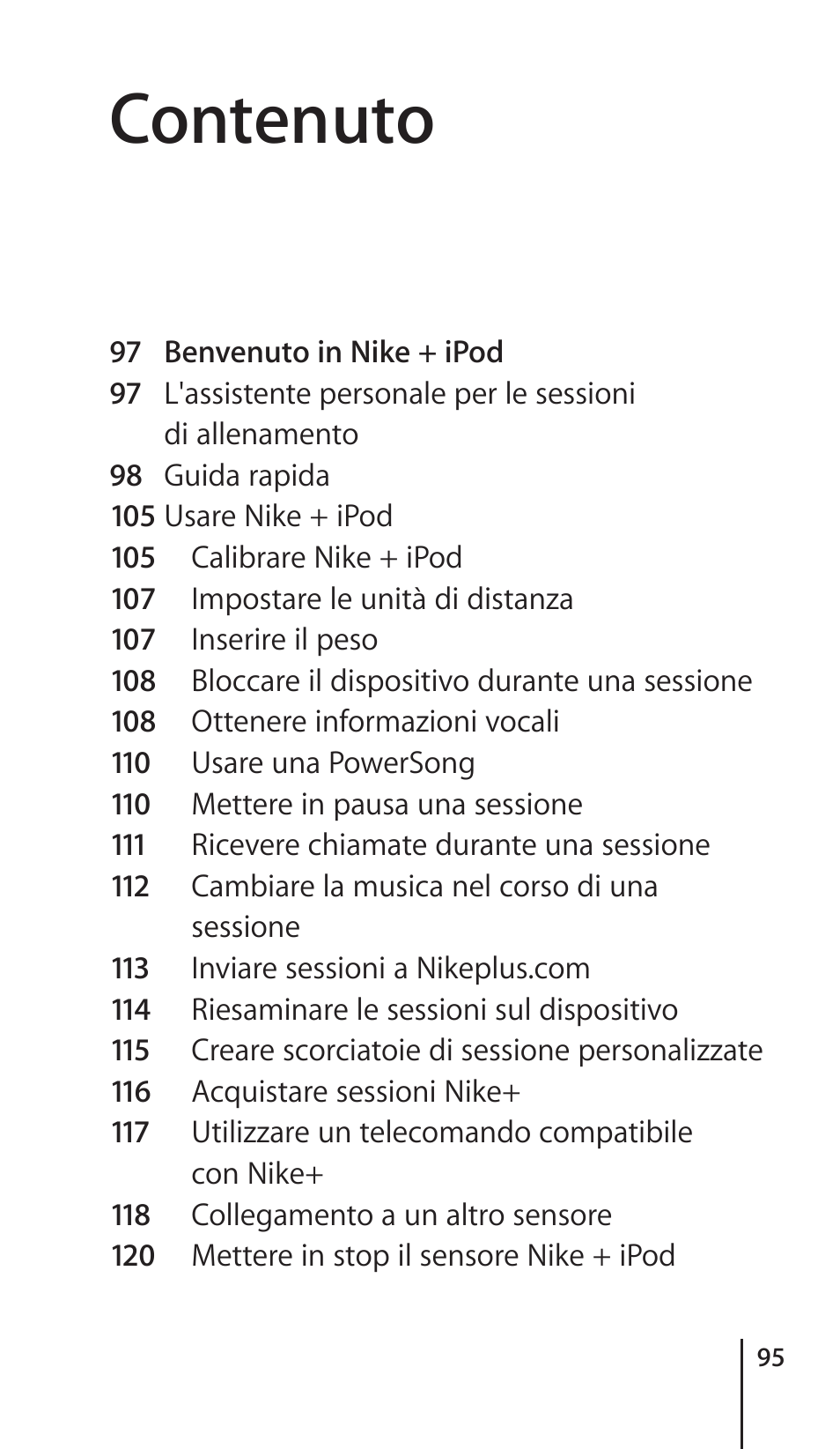 Contenuto | Apple Nike + iPod Sensor User Manual | Page 95 / 132