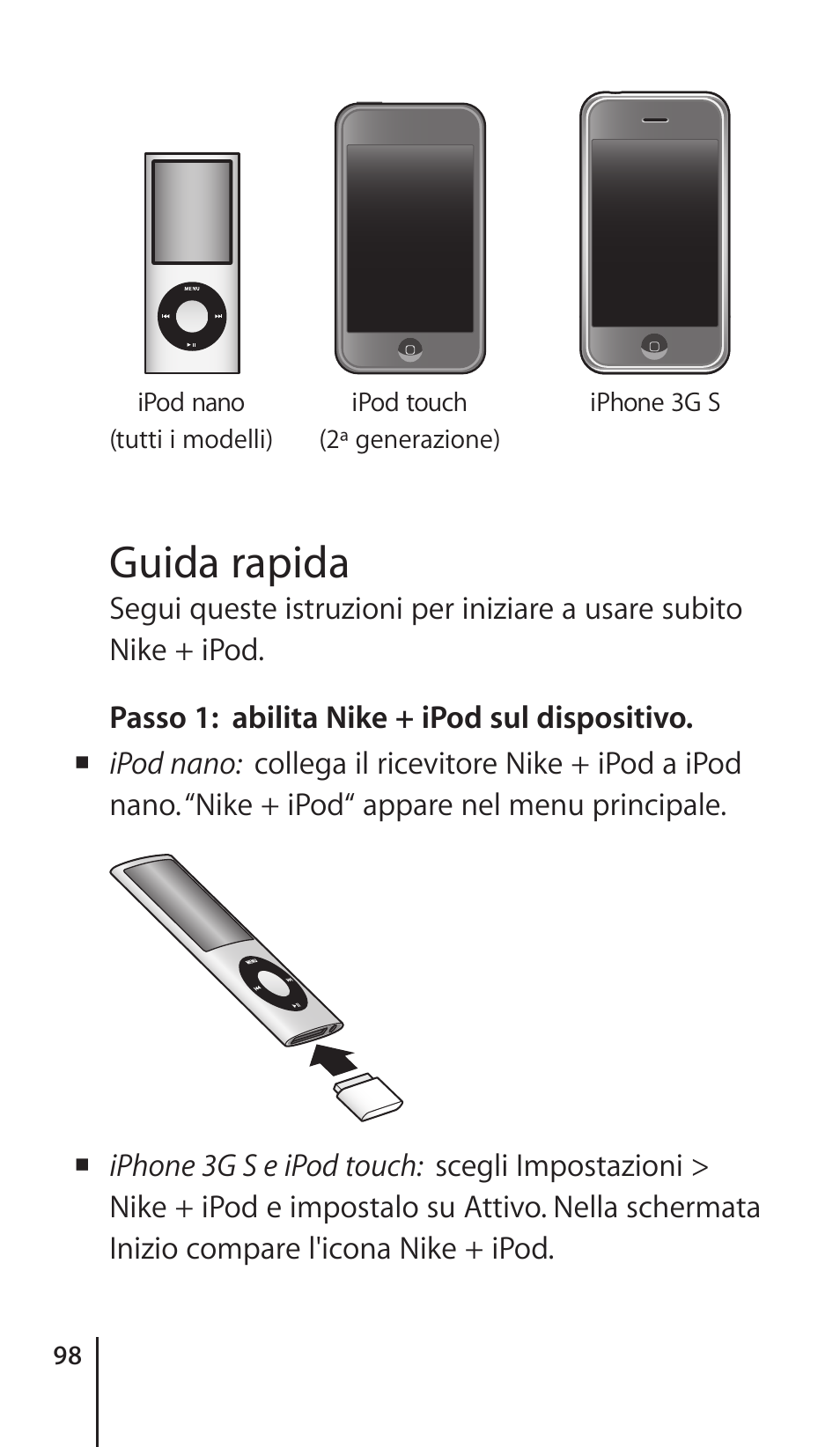 Guida rapida | Apple Nike + iPod Sensor User Manual | Page 98 / 132