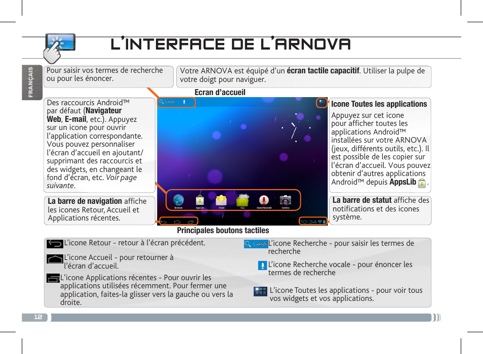 L’interface de l’arnova | ARNOVA 10b G3 User Manual | Page 12 / 58