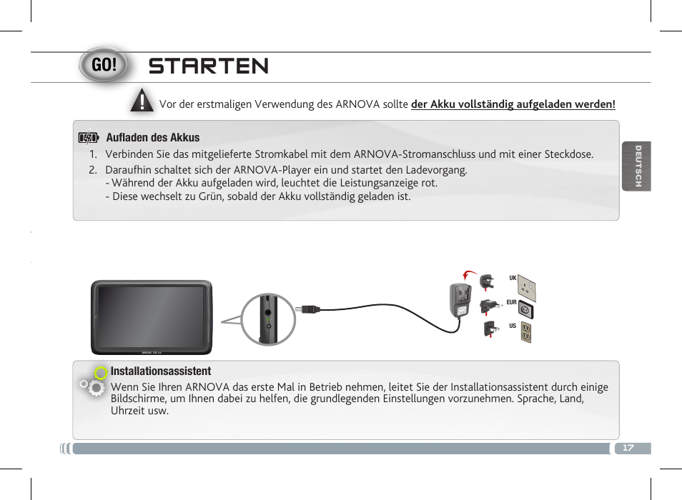 Starten | ARNOVA 10b G3 User Manual | Page 17 / 58