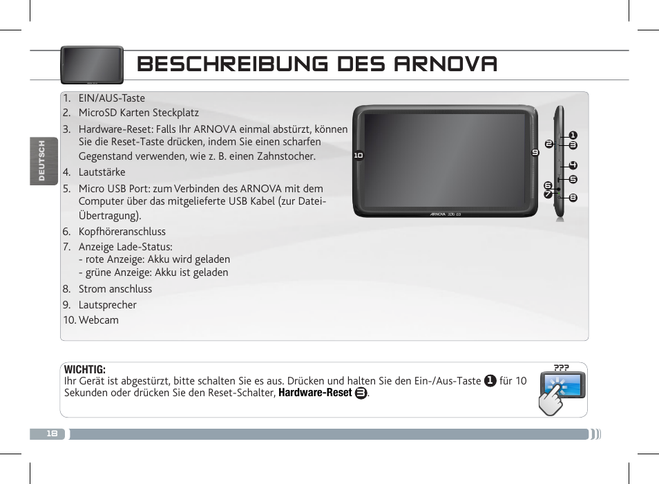 Beschreibung des arnova | ARNOVA 10b G3 User Manual | Page 18 / 58