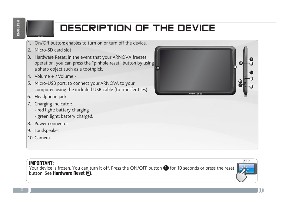 Description of the device | ARNOVA 10b G3 User Manual | Page 2 / 58