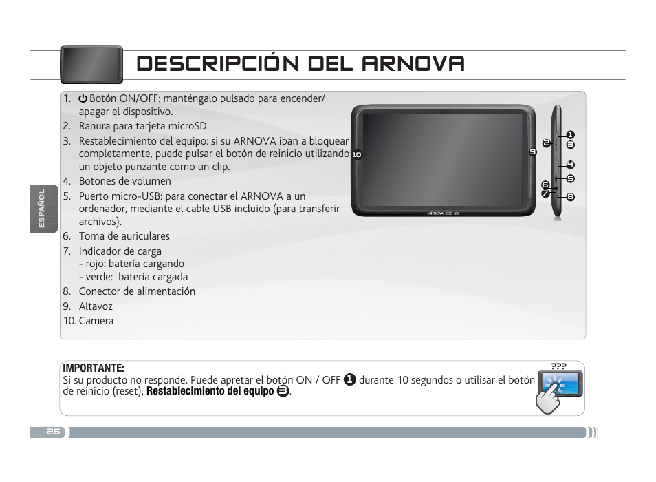 Descripción del arnova | ARNOVA 10b G3 User Manual | Page 26 / 58