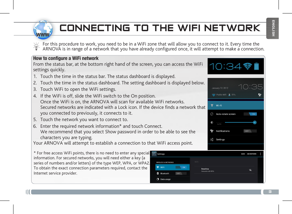 Connecting to the wifi network | ARNOVA 10b G3 User Manual | Page 3 / 58