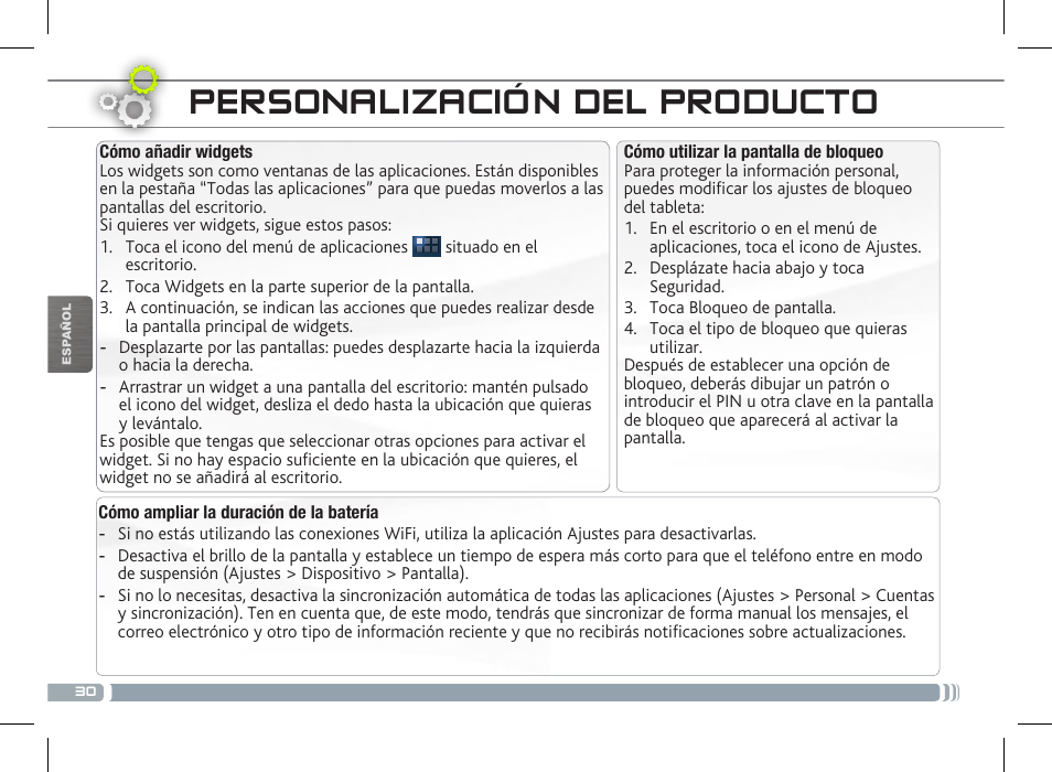 Personalización del producto | ARNOVA 10b G3 User Manual | Page 30 / 58