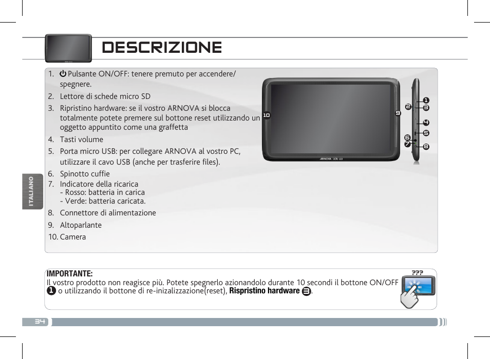 Descrizione | ARNOVA 10b G3 User Manual | Page 34 / 58