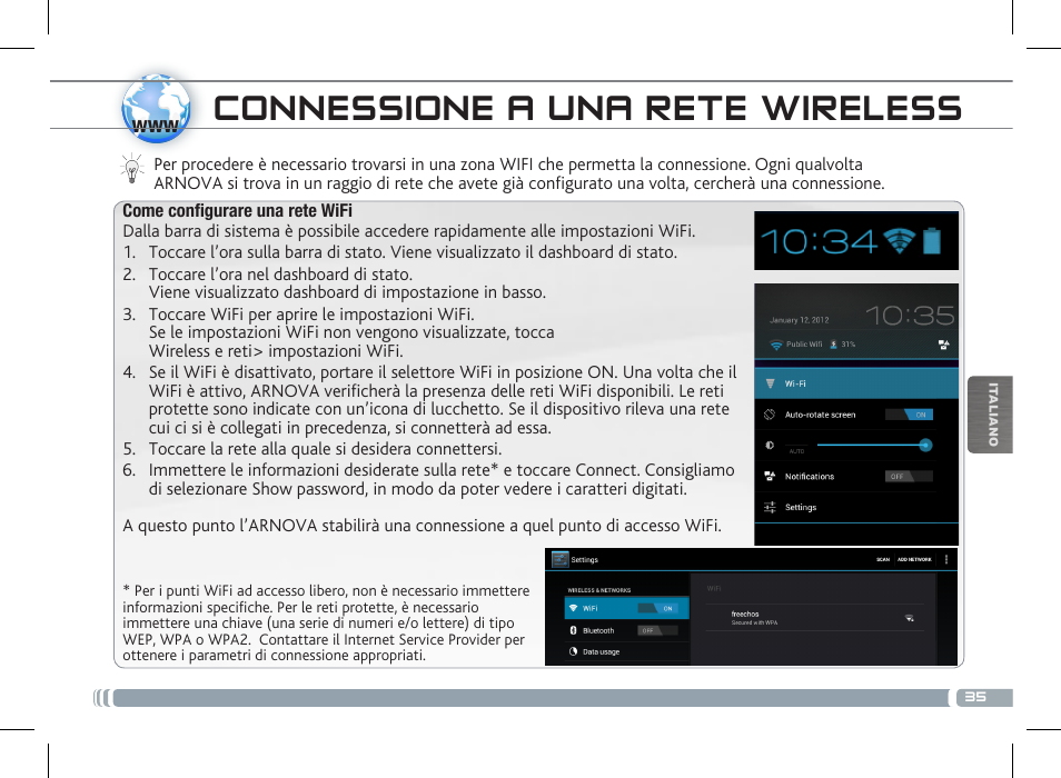 Connessione a una rete wireless | ARNOVA 10b G3 User Manual | Page 35 / 58