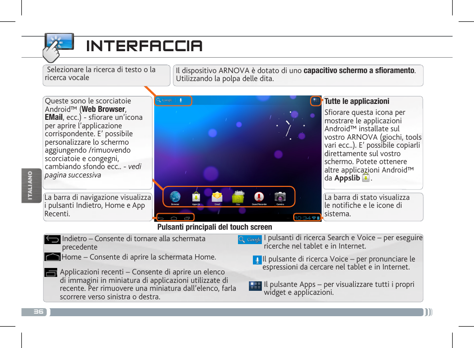 Interfaccia | ARNOVA 10b G3 User Manual | Page 36 / 58