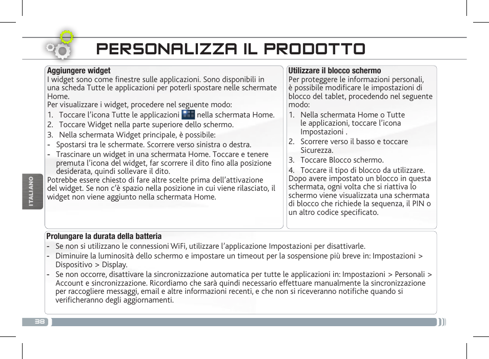 Personalizza il prodotto | ARNOVA 10b G3 User Manual | Page 38 / 58