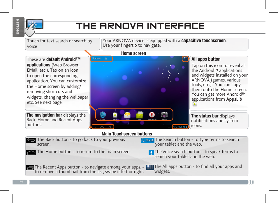 The arnova interface | ARNOVA 10b G3 User Manual | Page 4 / 58