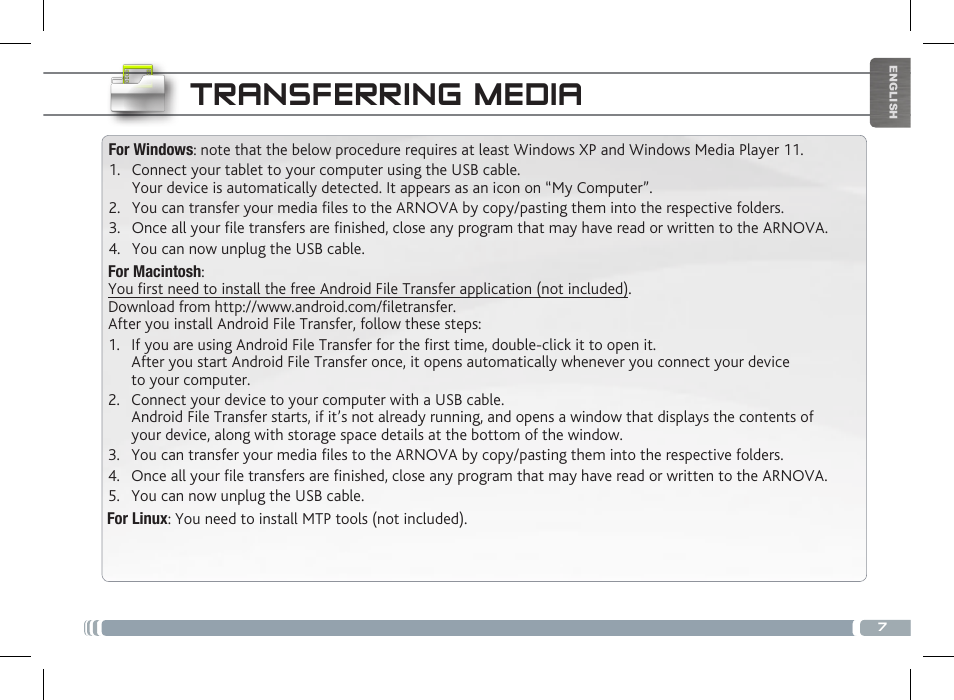 Transferring media | ARNOVA 10b G3 User Manual | Page 7 / 58