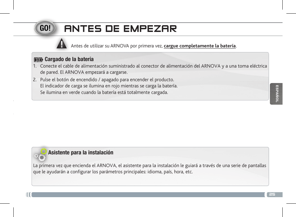 Antes de empezar | ARNOVA 10c G3 User Manual | Page 25 / 66