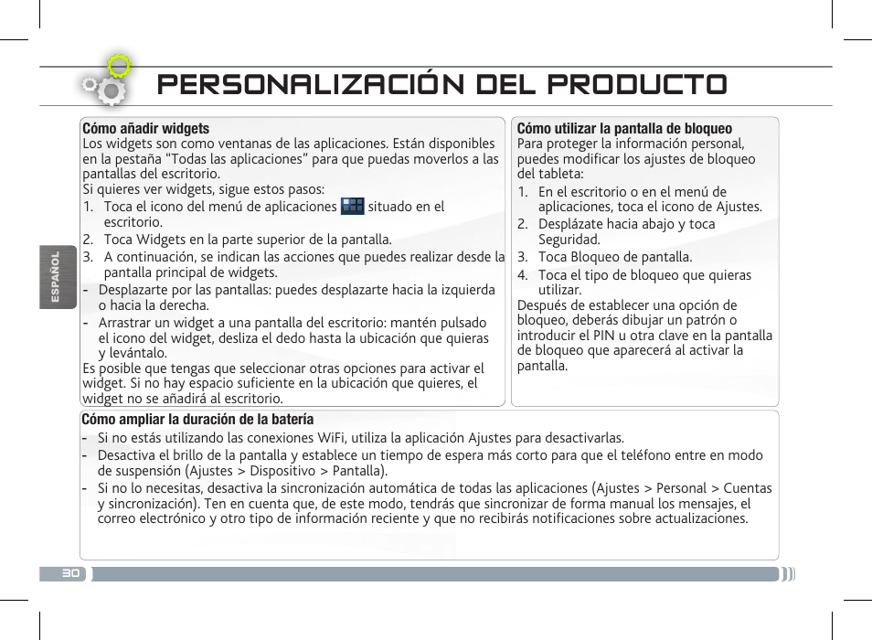 Personalización del producto | ARNOVA 10c G3 User Manual | Page 30 / 66
