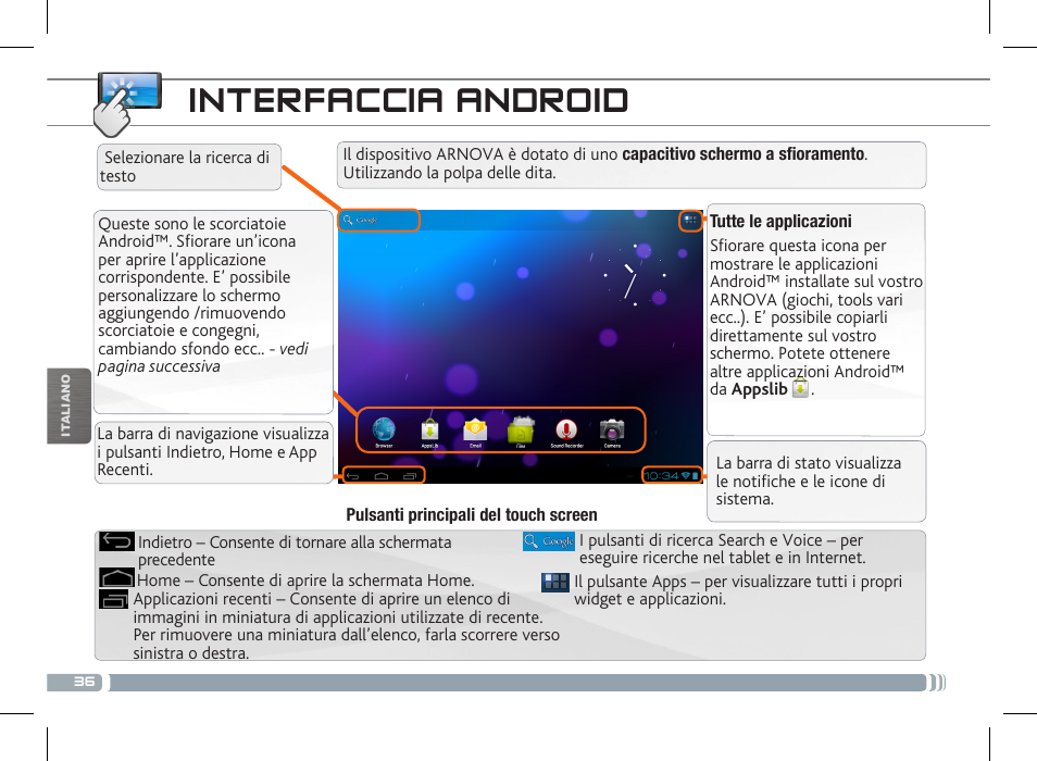 Interfaccia android | ARNOVA 10c G3 User Manual | Page 36 / 66