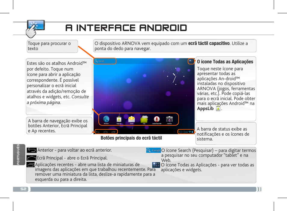 A interface android | ARNOVA 10c G3 User Manual | Page 52 / 66