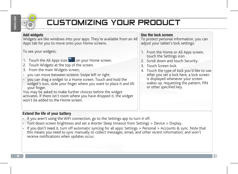 Customizing your product | ARNOVA 10c G3 User Manual | Page 6 / 66