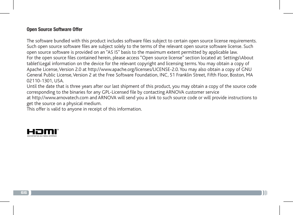 ARNOVA 10c G3 User Manual | Page 66 / 66