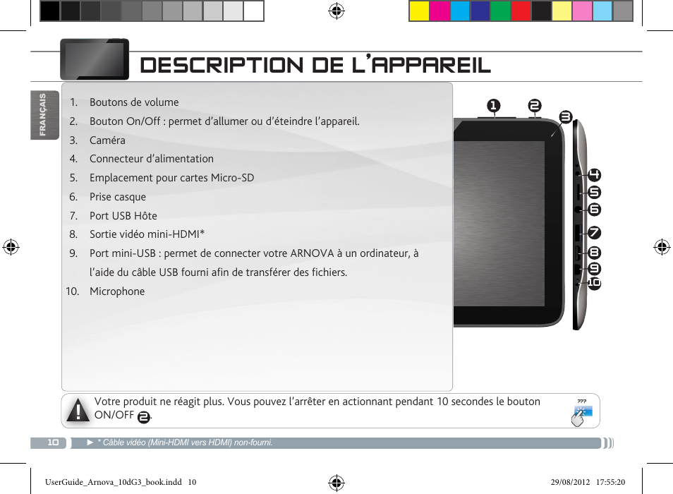 Description de l’appareil | ARNOVA 10d G3 User Manual | Page 10 / 66