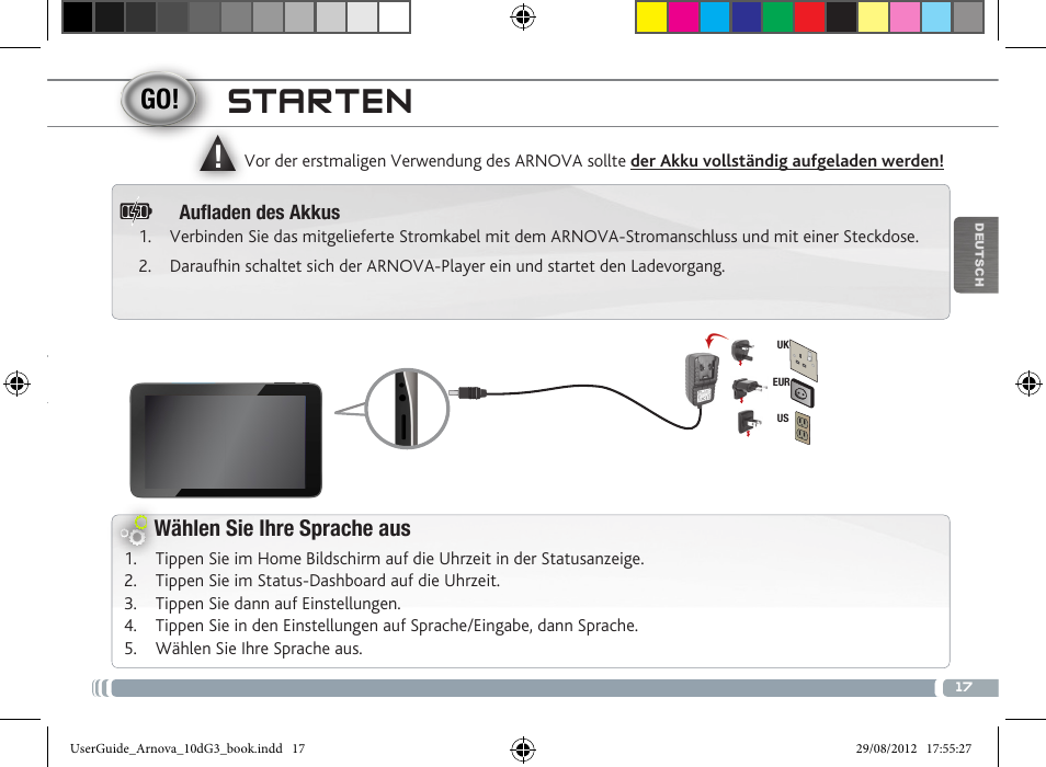 Starten | ARNOVA 10d G3 User Manual | Page 17 / 66