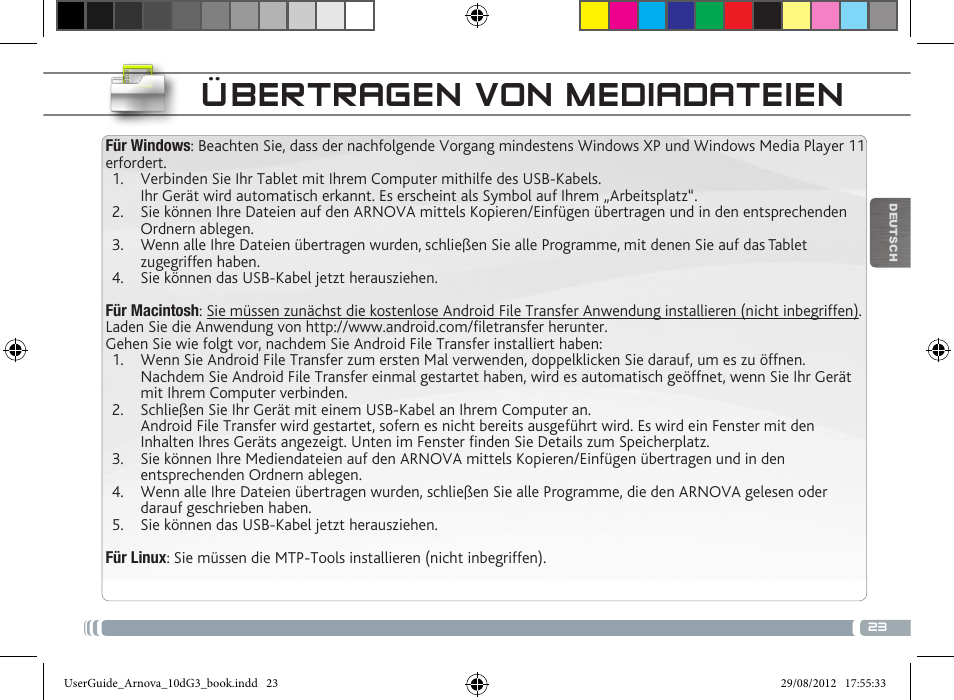 Übertragen von mediadateien | ARNOVA 10d G3 User Manual | Page 23 / 66