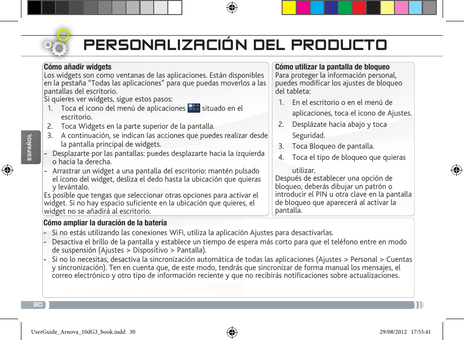 Personalización del producto | ARNOVA 10d G3 User Manual | Page 30 / 66