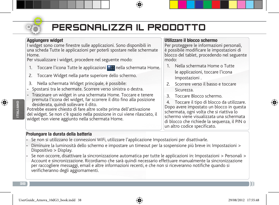 Personalizza il prodotto | ARNOVA 10d G3 User Manual | Page 38 / 66