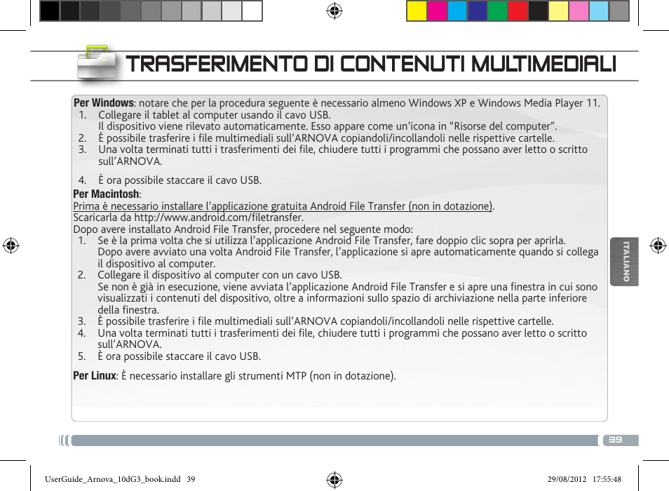 Trasferimento di contenuti multimediali | ARNOVA 10d G3 User Manual | Page 39 / 66