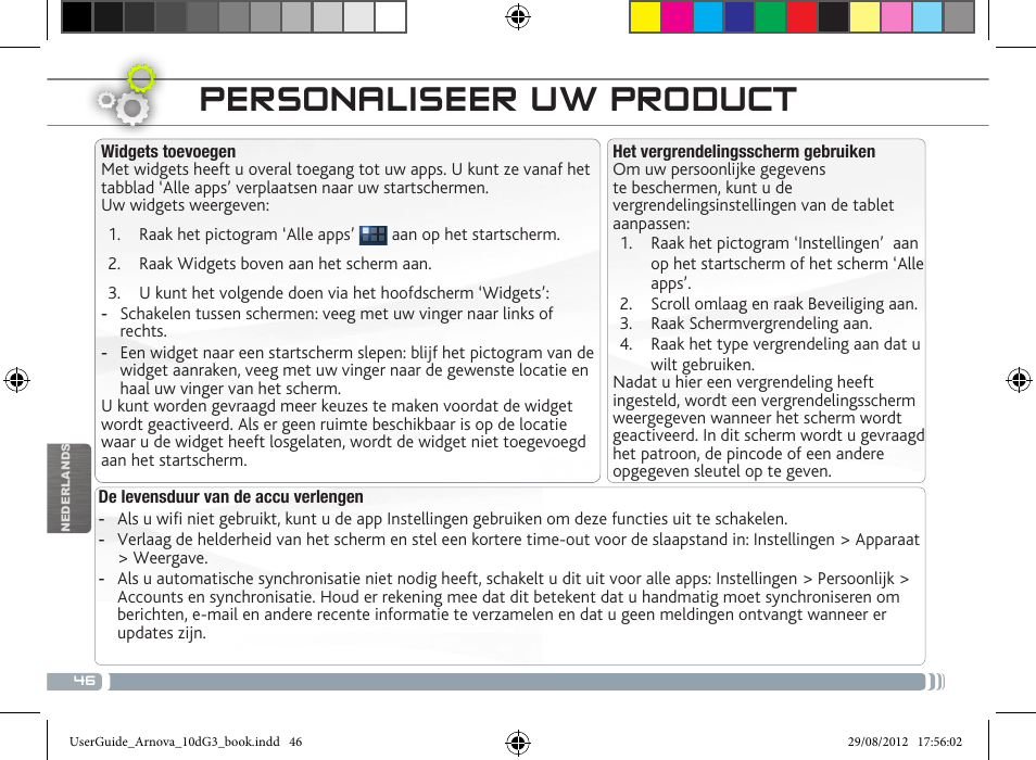 Personaliseer uw product | ARNOVA 10d G3 User Manual | Page 46 / 66