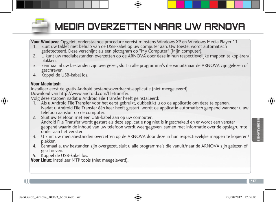 Media overzetten naar uw arnova | ARNOVA 10d G3 User Manual | Page 47 / 66