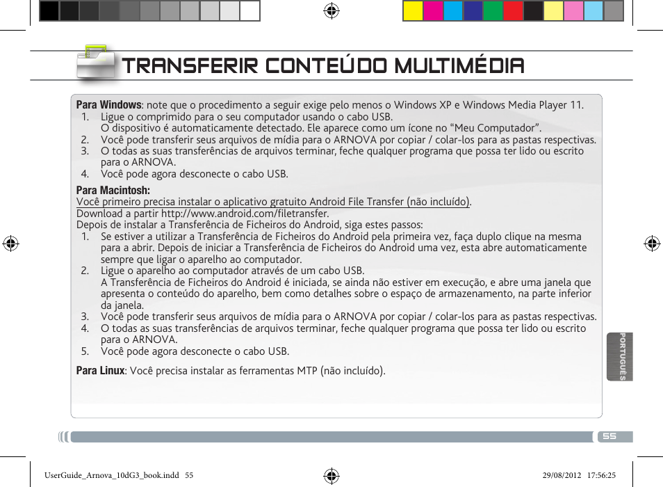 Transferir conteúdo multimédia | ARNOVA 10d G3 User Manual | Page 55 / 66