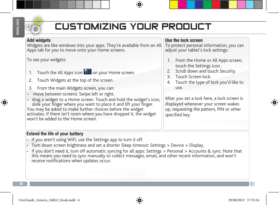 Customizing your product | ARNOVA 10d G3 User Manual | Page 6 / 66