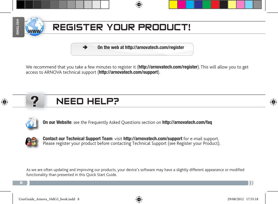 Need help, Register your product | ARNOVA 10d G3 User Manual | Page 8 / 66
