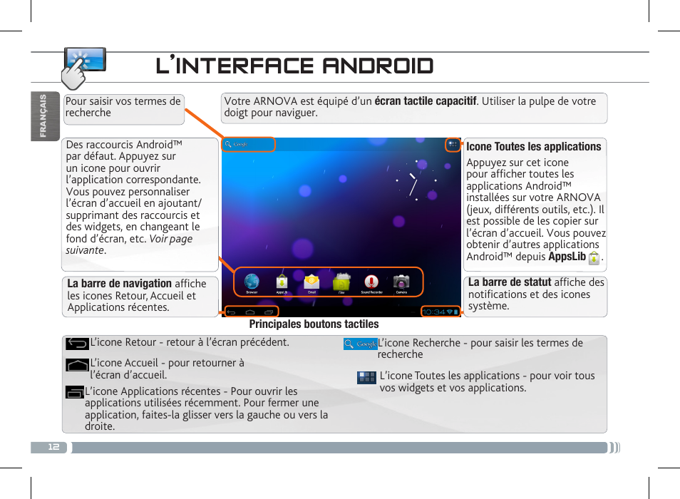 L’interface android | ARNOVA 7 G3 User Manual | Page 12 / 58